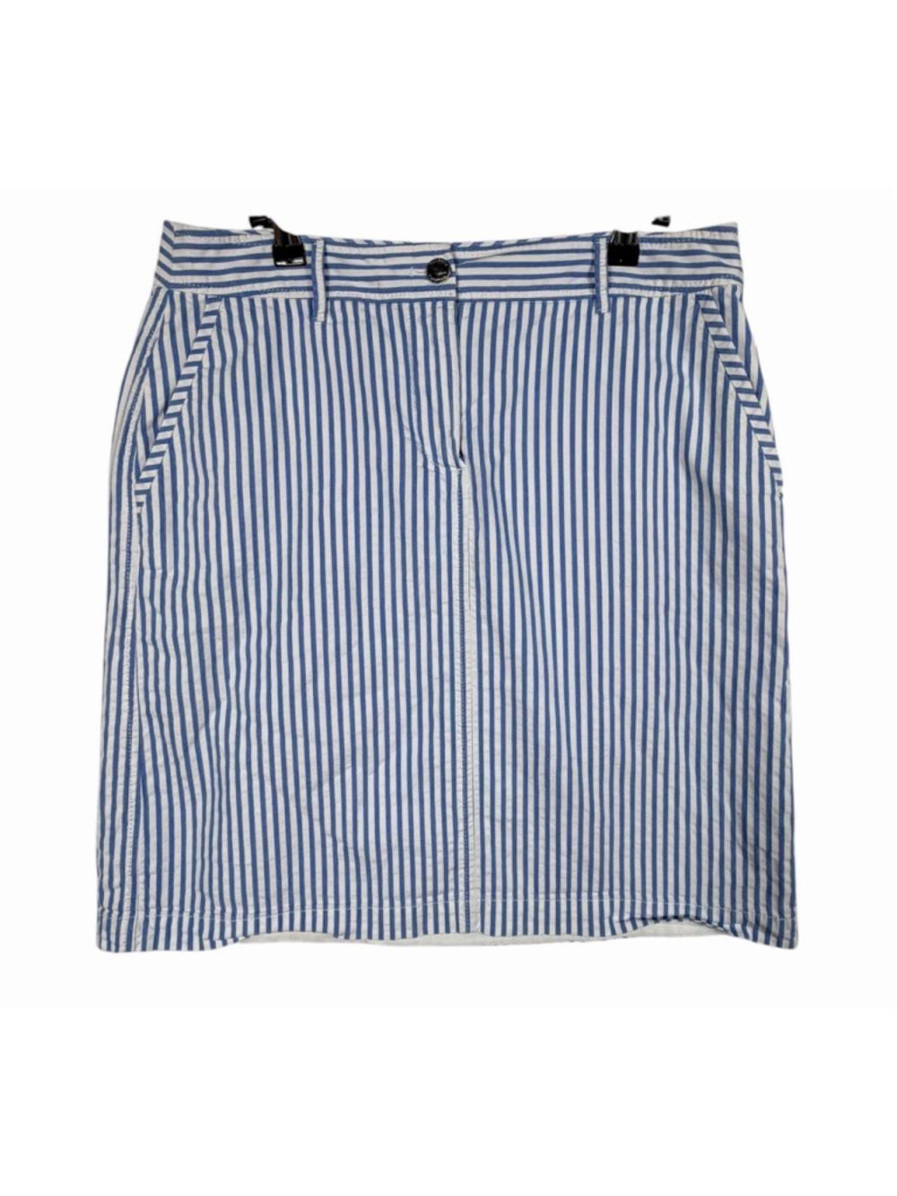 Talbots Preppy Blue and White Striped Cotton Lined Skirt Women's Size 10